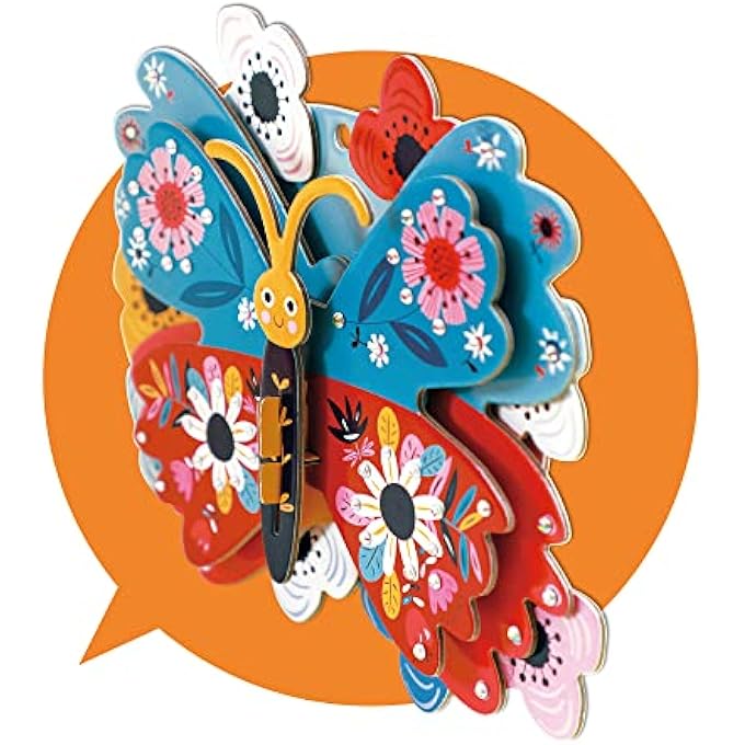 3D DECORATION - BUTTERFLY KIT | TURN YOUR WALL INTO A ZOO! CREATE 3D DECORATIONS WITH PRE-CUT CARDBOARD PUZZLE PIECES | THOUGHTFUL AND CREATIVE GIFT OPTION FOR KIDS 3+ - Image 3